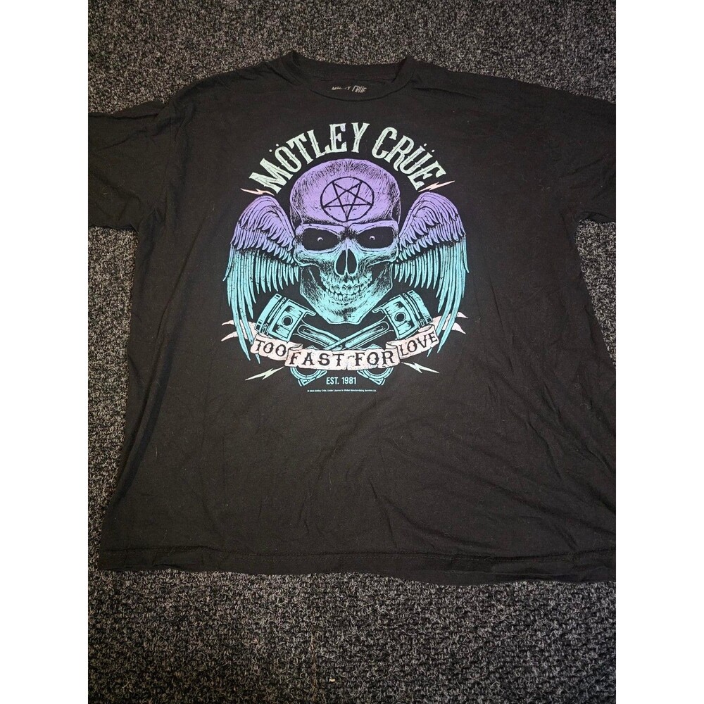 Motley Crue Too Fast For Love T Shirt Mens XXL Skull Wings 2023 Band Tee
